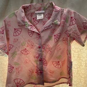 Mary Kate & Ashley girls size 12 pajama top peach with fan print 100% polyester